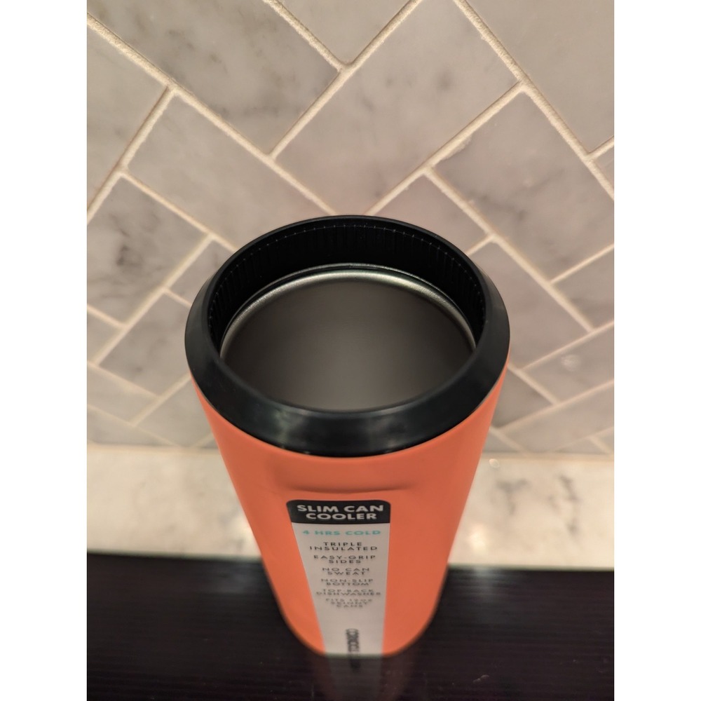 Corkcicle Slim Can Cooler 12 ounce Skinny Drinks Stainless NEW Neon Lights Coral - Picture 2 of 4